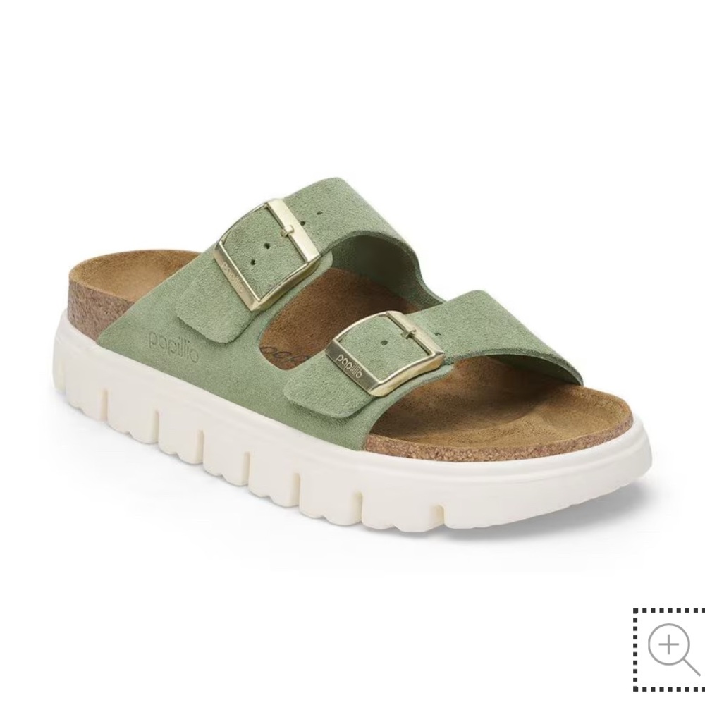 NIB Birkenstock Arizona Chunky Green Tea Soft Leather Suede EU 38